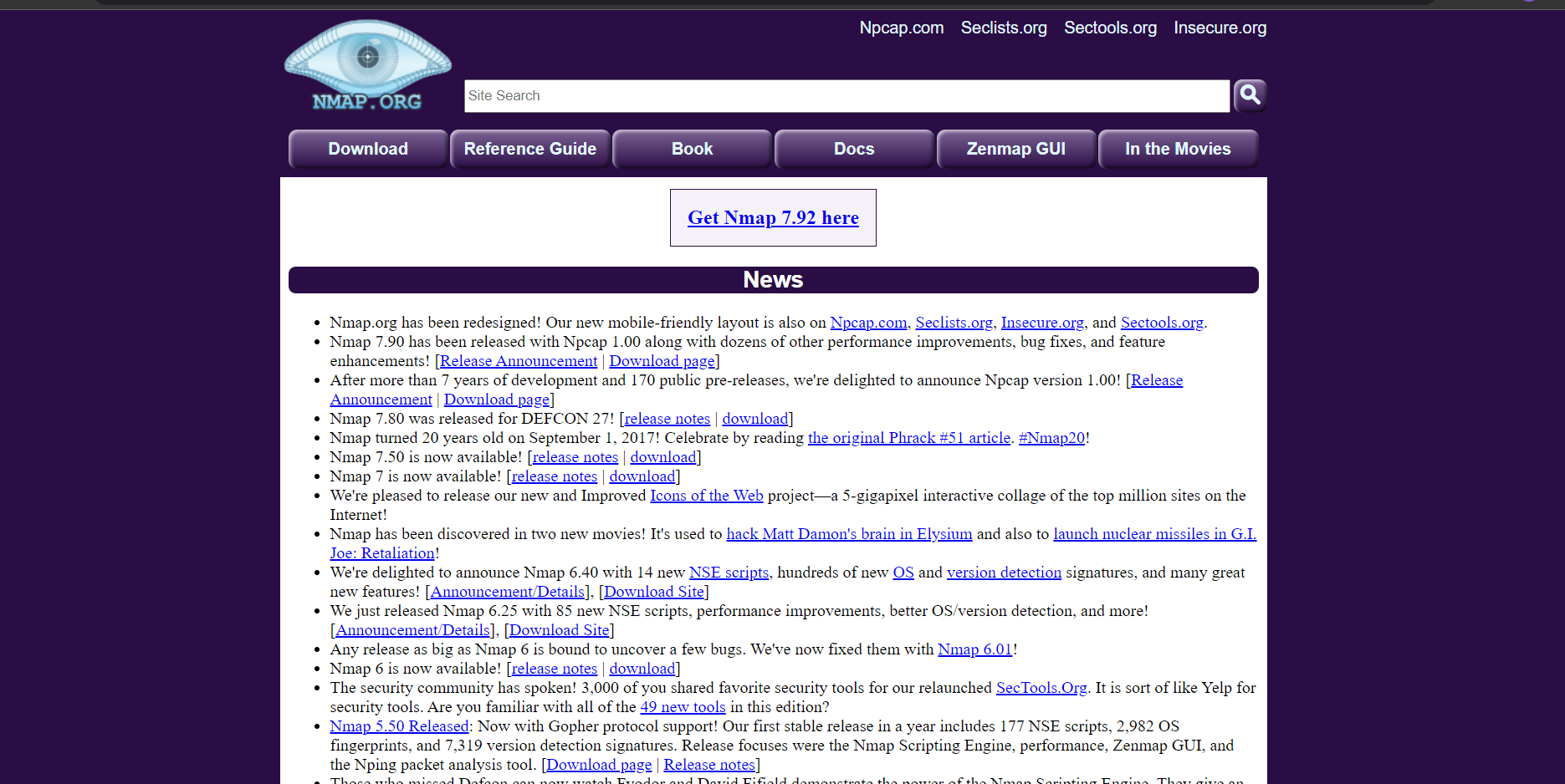 Nmap - open source vulnerability scanning tool
