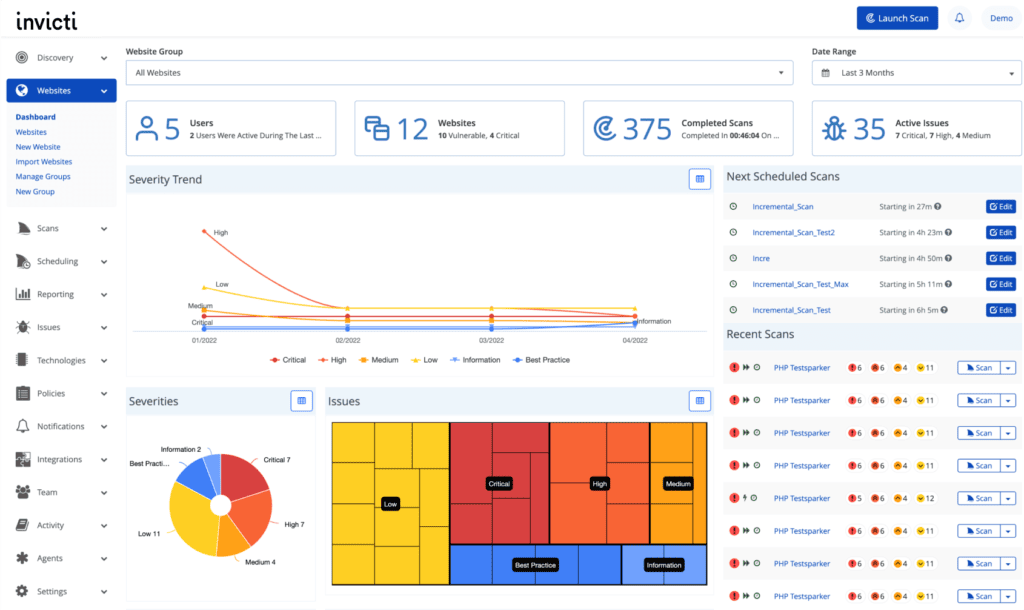 Invicti web app vulnerability scanning software