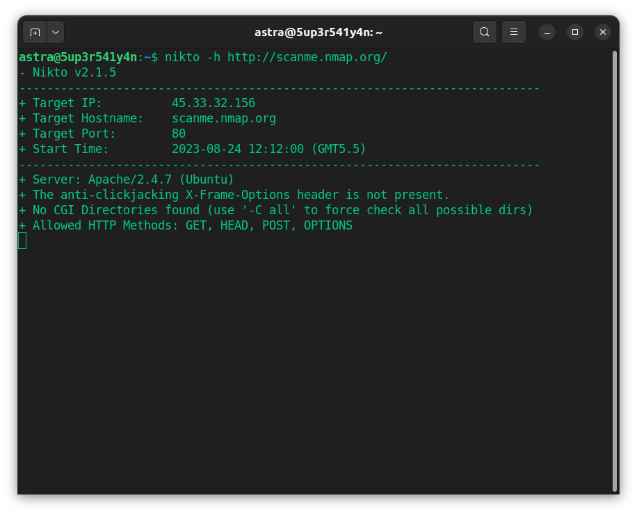 Nikto Free Vulnerability Scanners