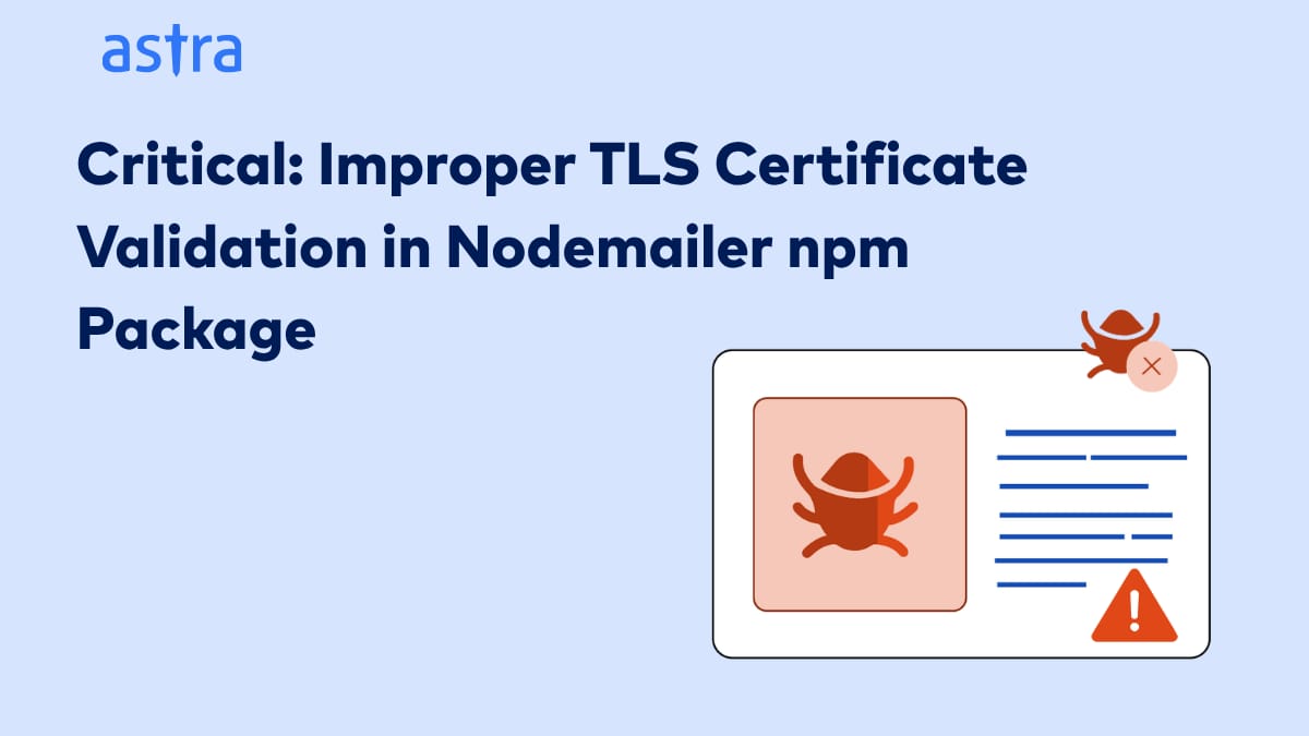 Nodemailer (npm) improper TLS certificate validation vulnerability
